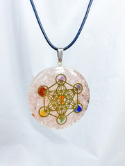 Rose Quartz Merkaba Orgonite Pendant Black Cord