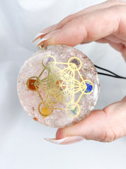 Rose Quartz Merkaba Orgonite Pendant Black Cord