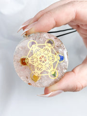 Rose Quartz Merkaba Orgonite Pendant Black Cord
