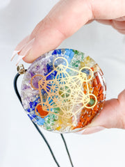 Chakra Merkaba Orgonite Pendant Black Cord