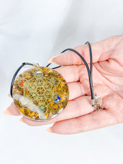 Tiger Eye Merkaba Orgonite Pendant Black Cord