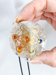 Clear Quartz Merkaba Orgonite Pendant Black Cord