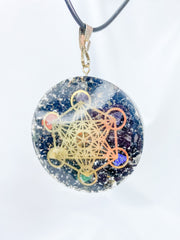 Black Tourmaline Merkaba Orgonite Pendant Black Cord
