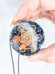 Black Tourmaline Merkaba Orgonite Pendant Black Cord