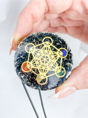 Black Tourmaline Merkaba Orgonite Pendant Black Cord