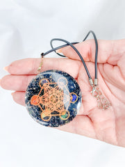 Black Tourmaline Merkaba Orgonite Pendant Black Cord