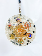 Moonstone Merkaba Orgonite Pendant Black Cord