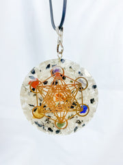 Moonstone Merkaba Orgonite Pendant Black Cord