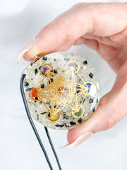 Moonstone Merkaba Orgonite Pendant Black Cord