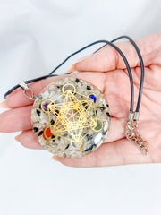 Moonstone Merkaba Orgonite Pendant Black Cord