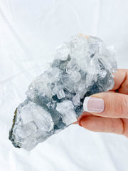 Apophyllite Glass Cluster with Chalcedony Stilbite 304g