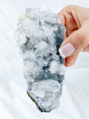Apophyllite Glass Cluster with Chalcedony Stilbite 304g