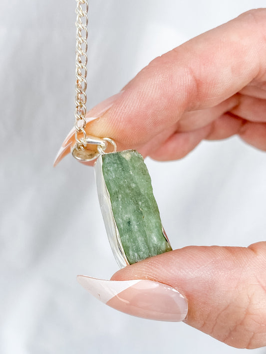 Green Kyanite Sterling Silver Pendant
