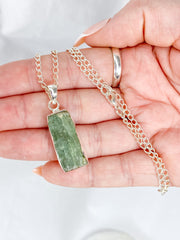Green Kyanite Sterling Silver Pendant