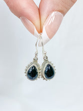 Black Onyx Teardrop Flower Sterling Silver Earring