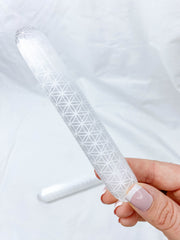 Selenite Seed Of Life Wand Rounded