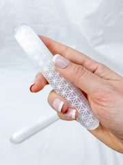 Selenite Seed Of Life Wand Rounded