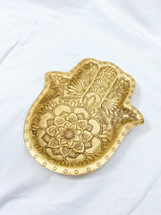 Hamsa Wooden Dish | Gold