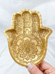 Hamsa Wooden Dish | Gold