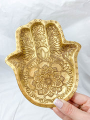 Hamsa Wooden Dish | Gold