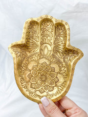 Hamsa Wooden Dish | Gold