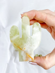 Green Onyx Cactus Carving | Medium