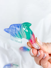 Tropical Onyx Dolphin Carving