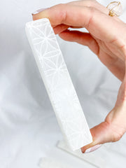 Selenite Seed of Life Natural Wand | Small