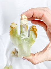 Green Onyx Cactus Carving | Medium