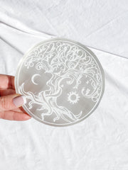 Selenite Enchanted Tree Plate | Full Moon