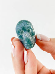 Moss Agate Mini Skull