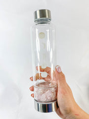Gem Infused Lunar Phase Water Bottle | Rose Quartz
