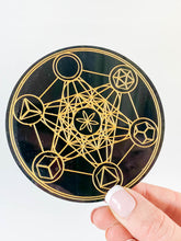 Metatrons Cube with Platonic Solids Sacred Geometry Grid Disc | Black Acrylic