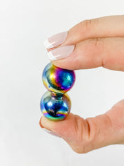 Magnetic Hematite Rainbow Sphere Pair | Mini
