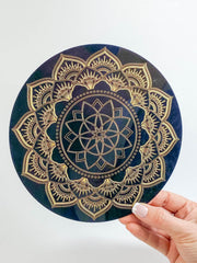 Flower Mandala Disc | Black Acrylic