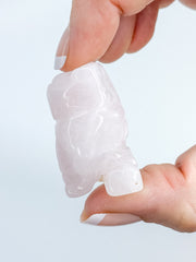 Rose Quartz Owl Carving | Small