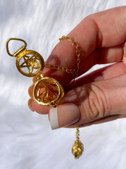 Pentagram Cage Gold Plated Pendulum