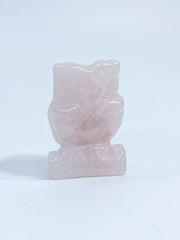 Rose Quartz Owl Carving | Small