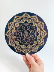 Flower Mandala Disc | Black Acrylic