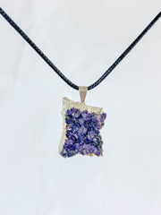 Amethyst Cluster Elegant Silver Plated Necklace