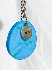 Worry Stone Keyring Dyed Blue Howlite