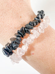 Rose Quartz and Black Tourmaline | Bracelet Set Personal Protection