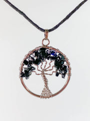 Tree of Life Pendant Black Obsidian
