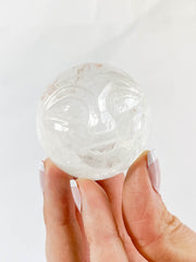 Clear Quartz Sun Face Carving
