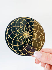 The Lotus of Life Sacred Geometry Grid Disc | Black Acrylic