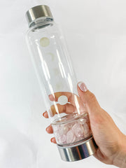 Gem Infused Lunar Phase Water Bottle | Rose Quartz