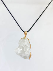 Clear Quartz Cluster Elegant Gold Plated Necklace