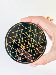 Sri Yantra Sacred Geometry Grid Disc | Black Acrylic