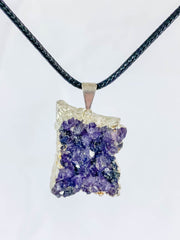 Amethyst Cluster Elegant Silver Plated Necklace