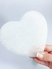 Harmony Trio Heart Plate: Selenite + Amazonite + Blue Calcite + Rose Quartz